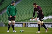 23 November 2012; Ireland's Donnacha Ryan with Peter O'Mahony, left, during the captain's run ahead of their side's Autumn International match against Argentina on Saturday. Ireland Rugby Squad Captain's Run, Aviva Stadium, Lansdowne Road, Dublin. Picture credit: Brian Lawless / SPORTSFILE