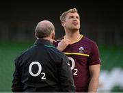 23 November 2012; Ireland's Jamie Heaslip with head coach Declan Kidney during the captain's run ahead of their side's Autumn International match against Argentina on Saturday. Ireland Rugby Squad Captain's Run, Aviva Stadium, Lansdowne Road, Dublin. Picture credit: Brian Lawless / SPORTSFILE