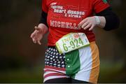 18 November 2012; A general view of a runners outfit during the New York Dublin Marathon. The marathon was organised as a result of the cancellation of the official New York marathon due to the devastation caused by Hurricane Sandy. Phoenix Park, Dublin. Picture credit: Brian Lawless / SPORTSFILE