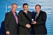 24 November 2012; Referee Maurice Deegan, from Laois, is presented with his All-Ireland Senior Championship & Allianz Football League Division 1 referees' award by Uachtarán Chumann Lúthchleas Gael Liam Ó Néill, right, and Chairman of the National Referees Committee, Pat McEnaney. 2012 National Referees' Awards Banquet, Croke Park, Dublin. Picture credit: Barry Cregg / SPORTSFILE