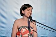 24 November 2012; Master of ceremonies Joanne Cantwell addresses the audience ahead of the awards. 2012 National Referees' Awards Banquet, Croke Park, Dublin. Picture credit: Barry Cregg / SPORTSFILE