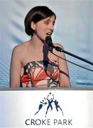 24 November 2012; Master of ceremonies Joanne Cantwell addresses the audience ahead of the awards. 2012 National Referees' Awards Banquet, Croke Park, Dublin. Picture credit: Barry Cregg / SPORTSFILE