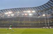 24 November 2012; Ireland out-half Ronan O'Gara kicks a conversion. Autumn International, Ireland v Argentina, Aviva Stadium, Lansdowne Road, Dublin. Picture credit: Brendan Moran / SPORTSFILE