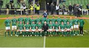 24 November 2012; The Ireland squad stand for a team photograph before the game. Autumn International, Ireland v Argentina, Aviva Stadium, Lansdowne Road, Dublin. Picture credit: Brendan Moran / SPORTSFILE