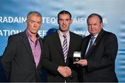 24 November 2012; Referee James Owens, from Wexford, is presented with his All-Ireland Intermediate Hurling Chamionship referees' medal by Uachtarán Chumann Lúthchleas Gael Liam Ó Néill, right, and Chairman of the National Referees Committee, Pat McEnaney. 2012 National Referees' Awards Banquet, Croke Park, Dublin. Picture credit: Barry Cregg / SPORTSFILE