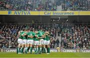 24 November 2012; The Ireland squad gather together in a huddle before the game. Autumn International, Ireland v Argentina, Aviva Stadium, Lansdowne Road, Dublin. Picture credit: Brendan Moran / SPORTSFILE