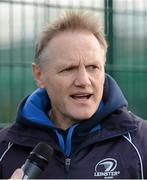 26 November 2012; Leinster head coach Joe Schmidt speaks the the media before squad training ahead of their side's Celtic League 2012/13, Round 10, game against Zebre on Saturday. Leinster Rugby Squad Training, UCD, Belfield, Dublin. Picture credit: Stephen McCarthy / SPORTSFILE