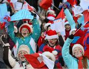 27 November 2012; Supporters of Belgrove GNS, Clontarf, Dublin, cheer on their team duiing the Allianz Cumann na mBunscol Final at Croke Park, Dublin. Picture credit: Ray McManus / SPORTSFILE