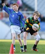 27 November 2012; Conor Kane, St Patrick’s Hollypark, in action against Sean Guiden, St. Oliver Plunkett Malahide. Allianz Cumann na mBunscol Finals, St Oliver Plunkett Malahide v St Patrick’s Hollypark, Croke Park, Dublin. Some 1,200 players took part in the finals which were played at the GAA head quarters over the last two days. Picture credit: Brian Lawless / SPORTSFILE