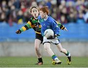 27 November 2012; Sean Guiden, St. Oliver Plunkett Malahide, in action against Conor Kane, St Patrick’s Hollypark. Allianz Cumann na mBunscol Finals, St Oliver Plunkett Malahide v St Patrick’s Hollypark, Croke Park, Dublin. Some 1,200 players took part in the finals which were played at the GAA head quarters over the last two days. Picture credit: Brian Lawless / SPORTSFILE