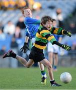 27 November 2012; Sean Guiden, St Oliver Plunkett Malahide, in action against Luke Hannigan, St Patrick’s Hollypark. Allianz Cumann na mBunscol Finals, St Oliver Plunkett Malahide v St Patrick’s Hollypark, Croke Park, Dublin. Some 1,200 players took part in the finals which were played at the GAA head quarters over the last two days. Picture credit: Brian Lawless / SPORTSFILE