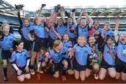 27 November 2012; The Scoil Lorcáin Baile na Manach players celebrate with the cup. Allianz Cumann na mBunscol Finals, St Brigid’s Castleknock v Scoil Lorcáin Baile na Manach, Croke Park, Dublin. Some 1,200 players took part in the finals which were played at the GAA head quarters over the last two days. Picture credit: Brian Lawless / SPORTSFILE