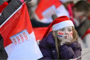 27 November 2012; A Supporter of Belgrove GNS, Clontarf, Dublin, looks anxious as her team competes in an Allianz Cumann na mBunscol Final. Some 1,200 players took part in the finals which were played at the GAA head quarters over the last two days. Croke Park, Dublin. Picture credit: Ray McManus / SPORTSFILE