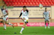 2 December 2012; Paddy Jacson, Ulster, kicks a successful penalty. Celtic League 2012/13 Round 10, Scarlets v Ulster, Parc Y Scarlets, Llanelli, Wales. Picture credit: Steve Pope / SPORTSFILE