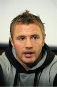 4 December 2012; Ulster's Roger Wilson speaking to the media during a press conference ahead of their Heineken Cup 2012/13 match against Northampton Saints on Friday. Ulster Rugby Squad Press Conference, Newforge Country Club, Belfast, Co. Antrim. Picture credit: Oliver McVeigh / SPORTSFILE