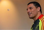 4 December 2012; Munster captain Doug Howlett speaking to the media at a press conference ahead of their Heineken Cup match against Saracens on Saturday. University of Limerick, Limerick. Picture credit: Diarmuid Greene / SPORTSFILE