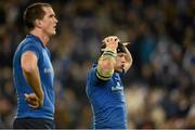 15 December 2012; Sean O'Brien, right, and Devin Toner, Leinster, in the last minutes of the game. Heineken Cup 2012/13, Pool 5, Round 4, Leinster v ASM Clermont Auvergne, Aviva Stadium, Lansdowne Road, Dublin. Picture credit: Ray McManus / SPORTSFILE
