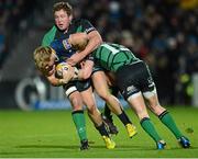 29 December 2012; Fionn Carr, Leinster, is tackled by Michael Swift and Eoin Griffin, right, Connacht. Celtic League 2012/13, Round 12, Leinster v Connacht, RDS, Ballsbridge, Dublin. Picture credit: Matt Browne / SPORTSFILE