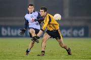 9 January 2013; Kevin McManamon, Dublin, in action against Fiontán Ó Curraoin, DCU. Bórd na Móna O'Byrne Cup, Group B, Dublin v DCU, Parnell Park, Donnycarney, Dublin. Picture credit: Barry Cregg / SPORTSFILE