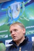 10 January 2013; Leinster head coach Joe Schmidt during a press conference ahead of their side's Heineken Cup, Pool 5, Round 5, game against Scarlets on Saturday. Leinster Rugby Press Conference, UCD, Belfield, Dublin. Picture credit: Brian Lawless / SPORTSFILE