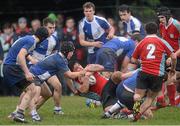 10 January 2013; Danyal Khan, C.U.S., is tackled by Andrew Porter, St. Andrew's College. Vinny Murray Schools Cup, 1st Round, C.U.S. v St. Andrew's College, Wanderers RFC, Merrion Road, Dublin. Picture credit: Brian Lawless / SPORTSFILE