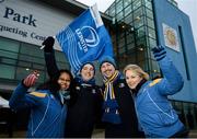 19 January 2013; Leinster supporters, from left, Hayiu Ibraham, John Molloy, Dave Price and Ciara Maloney, from Tyrrelstown, Dublin, ahead of the game. Heineken Cup, Pool 5, Round 6, Exeter Chiefs v Leinster, Sandy Park, Exeter, England. Picture credit: Stephen McCarthy / SPORTSFILE