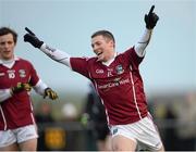 20 January 2013; Danny Cummins, Galway, celebrates scoring his side's first goal. Connacht FBD League, Section A, Sligo v Galway, Enniscrone-Kilglass GAA Club, Enniscrone, Co. Sligo. Picture credit: Brian Lawless / SPORTSFILE