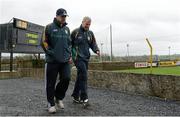 26 January 2013; Kerry manager Eamonn Fitzmaurice, left, and selector Diarmuid Murphy before the start of the match. McGrath Cup Final, Kerry v Tipperary, Sean Treacy Park, Tipperary Town, Co. Tipperary. Picture credit: Matt Browne / SPORTSFILE