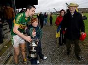 26 January 2013; Kerry captain Anthony Maher with Kerry supporters after the game. McGrath Cup Final, Kerry v Tipperary, Sean Treacy Park, Tipperary Town, Co. Tipperary. Picture credit: Matt Browne / SPORTSFILE