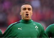 2 February 2013; Ireland's Simon Zebo during the National Anthem. RBS Six Nations Rugby Championship, Wales v Ireland, Millennium Stadium, Cardiff, Wales. Picture credit: Stephen McCarthy / SPORTSFILE