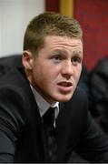 3 February 2013; International James McCarthy at the Republic of Ireland mixed zone. RTE Studios, Donnybrook, Dublin. Picture credit: David Maher / SPORTSFILE