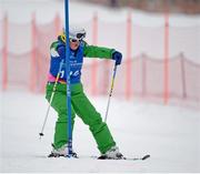 5 February 2013; Team Ireland’s Katherine Daly, from Dalkey, Co. Dublin, on her way to winning a silver medal in a novice Slalom Final. Todays medal brings her total to two silver medals, and a 4th, for the week. 2013 Special Olympics World Winter Games, Alpine skiing, Yongpyong Resort, PyeongChang, South Korea. Picture credit: Ray McManus / SPORTSFILE