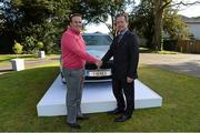 6 February 2013; Shane Lowry with Michael Nugent, Director, Sales and Marketing with BMW Group Ireland during a media morning at Carton House Golf Club, Maynooth, Co. Kildare. Picture credit: Matt Browne / SPORTSFILE