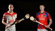 8 February 2013; Loughgiel Shamrocks captain Johnny Campbell, left, and St. Thomas, Galway, captain Robert Murray who go head to head in their AIB GAA Hurling Senior Championship Semi Final on Saturday 9th February in Parnell Park, Dublin. Picture credit: David Maher / SPORTSFILE