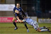 8 February 2013; Dave Kearney, Leinster, is tackled by Rhys Williams, Cardiff Blues. Celtic League 2012/13, Round 14, Cardiff Blues v Leinster, Cardiff Arms Park, Cardiff, Wales. Picture credit: Barry Cregg / SPORTSFILE