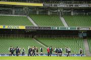 9 February 2013; The England team go through their paces during the captain's run ahead of their RBS Six Nations Rugby Championship match against Ireland on Sunday. England Rugby Squad Captain's Run, Aviva Stadium, Lansdowne Road, Dublin. Picture credit: Brendan Moran / SPORTSFILE