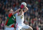 10 February 2013; Connor McAliskey, Tyrone, in action against Kevin Keane, Mayo. Allianz Football League, Division 1, Mayo v Tyrone, Elverys MacHale Park, Castlebar, Co. Mayo. Picture credit: Brian Lawless / SPORTSFILE