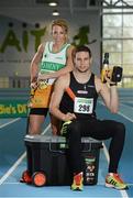 14 February 2013; Athletes Brian Gregan and Siobhan Eviston in attendance at the launch of the Woodie’s DIY AAI Senior Indoor Championships. Athlone Institute of Technology Arena, Athlone, Co. Westmeath. Picture credit: David Maher / SPORTSFILE