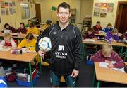 14 February 2013; Fresh from his goalscoring performance in Aviva Stadium last week, Republic of Ireland and Norwich City star Wes Hoolahan was on hand to launch Aviva health insurance as the new title sponsor of the FAI Primary Schools 5’s with the help of pupils from St. Oliver Plunkett’s National School in Malahide, Co. Dublin, today. Aviva Health FAI Primary School 5’s will see over 16,000 children from 1,000 primary schools throughout Ireland compete in leagues this year. A brand new addition to the tournament this year will see primary school children given the opportunity to compete in the Aviva Stadium, as it will host the National Finals on Saturday, 25th May. Oliver Plunkett School, Malahide, Co. Dublin. Picture credit: David Maher / SPORTSFILE