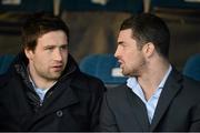 16 February 2013; Leinster players Kevin McLaughin and Rob Kearney in conversation before the game. Celtic League 2012/13, Round 15, Leinster v Benetton Treviso, RDS, Ballsbridge, Dublin. Picture credit: Brendan Moran / SPORTSFILE