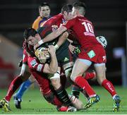 16 February 2013; Paddy Butler, Munster, attempts to break through the Scarlets defence. Celtic League 2012/13, Round 15, Scarlets v Munster, Parc Y Scarlets, Llanelli, Wales. Picture credit: Steve Pope / SPORTSFILE