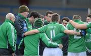 17 February 2013; Leinster manager Pat Gilroy, second from left, with members of the team before the start of the game. M. Donnelly GAA Football Interprovincial Championship, Semi-Final, Leinster v Connacht, Glennon Brothers Pearse Park, Longford. Picture credit: David Maher / SPORTSFILE