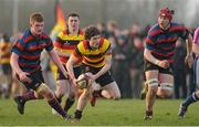 21 February 2013; Colm Noonan, Ardscoil Ris, in action against Tom O'Dwyer, left, and Lee Nicholas, St. Munchin's. Munster Schools Senior Cup Quarter-Final, Ardscoil Ris v St. Munchin's, Annacotty, Limerick. Picture credit: Diarmuid Greene / SPORTSFILE