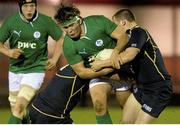 22 February 2013; George McGuigan, Ireland, attempts to break through the Scotland defence. U20 Six Nations Rugby Championship, Scotland v Ireland, Galashiels RFC, Netherdale, Scotland. Picture credit: Alan Harvey / SPORTSFILE