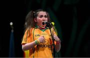 23 February 2013; Grace O'Reilly, Ballinamore Seán O'Heslin's, Co Leitrim, performing in the 'Recitation' competition during the All-Ireland Scór na nÓg Championship Finals 2013. The Venue, Limavady Road, Derry. Picture credit: Ray McManus / SPORTSFILE