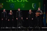 23 February 2013; The Tulach Sheasta GAA Club, Newport, Co Tipperary, team of Kealan Floyd, Ciara Floyd, Connor Floyd, Lorna Floyd and Brian McAuliffe,  performing in the 'Ballad Group' competition during the All-Ireland Scór na nÓg Championship Finals 2013. The Venue, Limavady Road, Derry. Picture credit: Ray McManus / SPORTSFILE