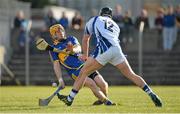 24 February 2013; Jake Dillon, Waterford, scores his side's second goal past Clare goalkeeper Patrick Kelly. Allianz Hurling League, Division 1A, Clare v Waterford, Cusack Park, Ennis, Co. Clare. Picture credit: Diarmuid Greene / SPORTSFILE