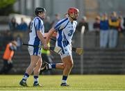 24 February 2013; Seamus Prendergast, Waterford, is congratulated by team-mate Jake Dillon, left, after scoring his side's first goal. Allianz Hurling League, Division 1A, Clare v Waterford, Cusack Park, Ennis, Co. Clare. Picture credit: Diarmuid Greene / SPORTSFILE