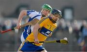 24 February 2013; Domhnall O'Donovan, Clare, in action against Brian O'Sullivan, Waterford. Allianz Hurling League, Division 1A, Clare v Waterford, Cusack Park, Ennis, Co. Clare. Picture credit: Diarmuid Greene / SPORTSFILE