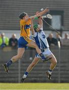 24 February 2013; Gavin O'Brien, Waterford, in action against David McInerney, Clare. Allianz Hurling League, Division 1A, Clare v Waterford, Cusack Park, Ennis, Co. Clare. Picture credit: Diarmuid Greene / SPORTSFILE